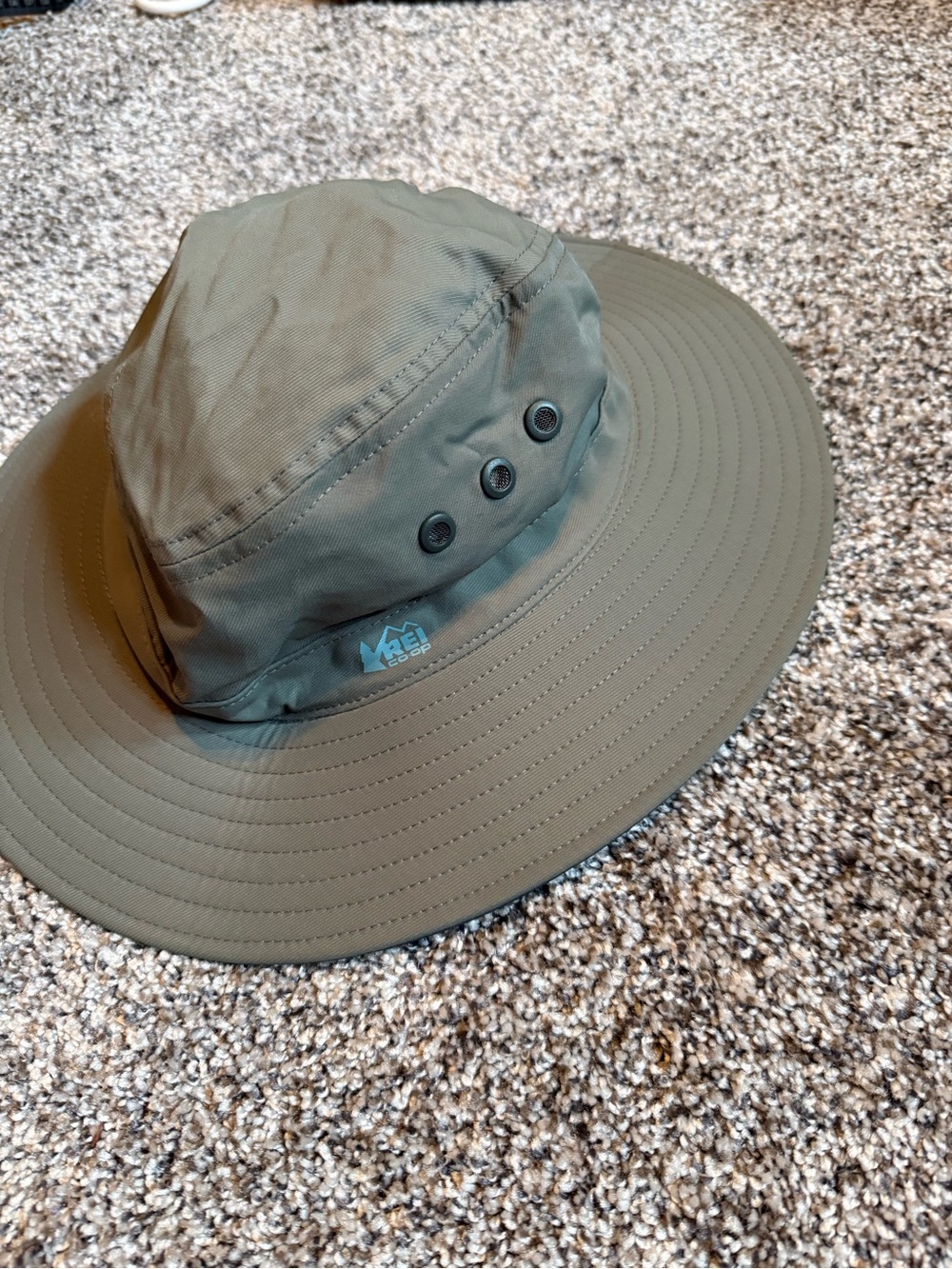 REI Olive Green Wide-Brim Bucket Sun Hat